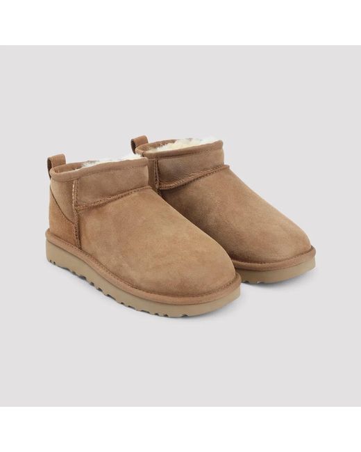 Ugg Brown Classic Ultra Mini Suede Boots For