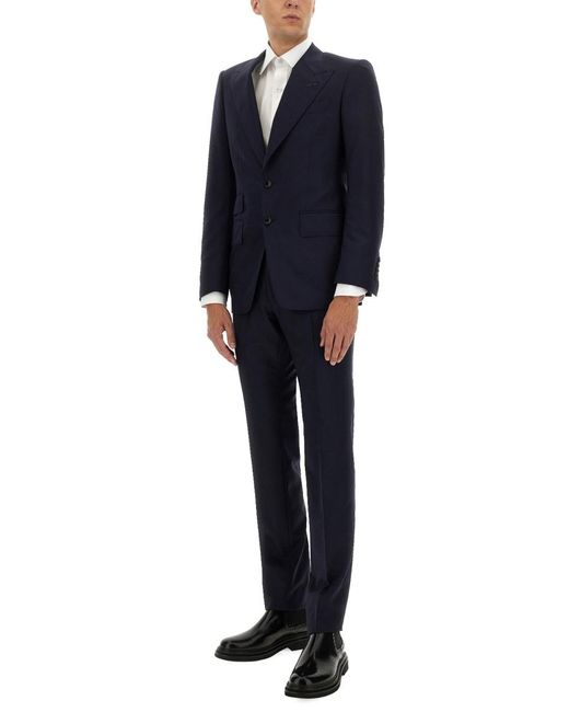 Tom Ford Blue Abito Grand Overcheck Shelton for men