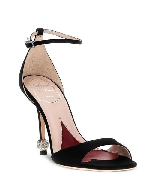 Roger Vivier Black Sandal With Jewelled Heel