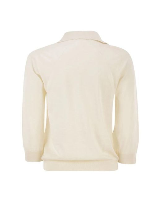 Vanisé White Cashmere And Silk Knitted Polo
