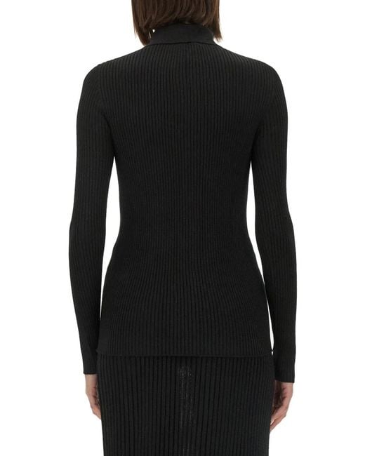 Kiton Black Ribbed Sweater
