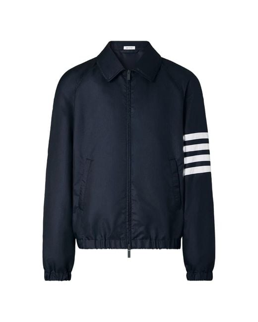 Thom Browne Blue Shiny Ripstop 4-Bar Track Jacket for men