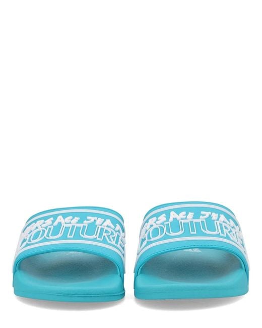 Versace Jeans Couture Blue Slides With Logo for men