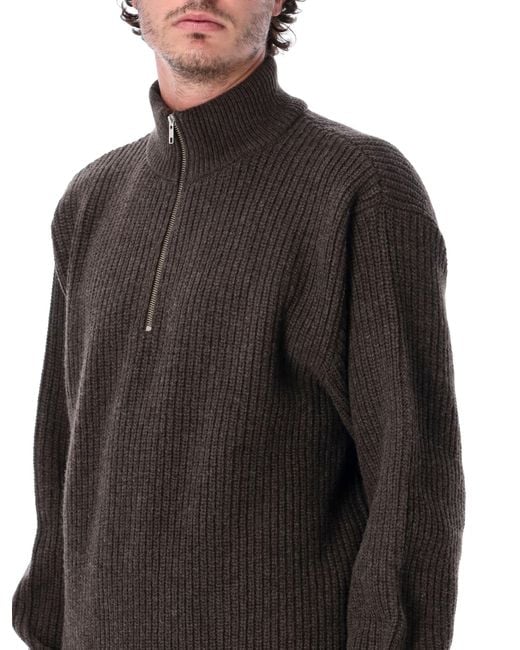 COLORFUL STANDARD Black Recycled Merino Wool Quarter Zip Sweater