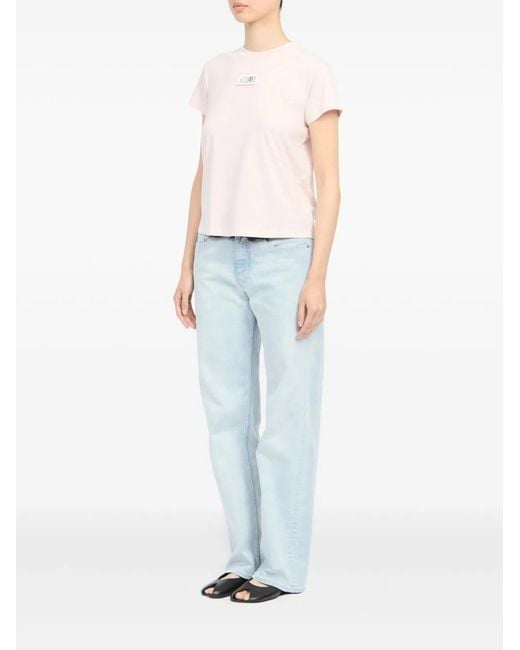MM6 by Maison Margiela Pink Logo Cotton T-Shirt