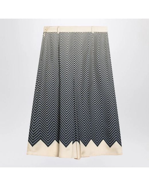 Valentino Gray Ivory Silk Skirt