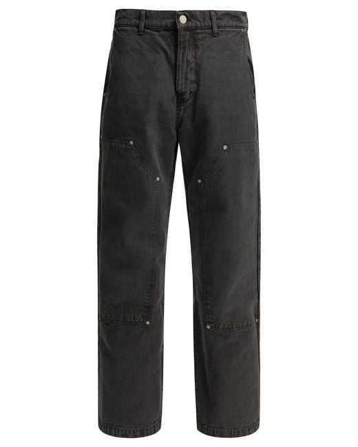 mfpen Gray "Double Knee" Straight Leg Jeans for men