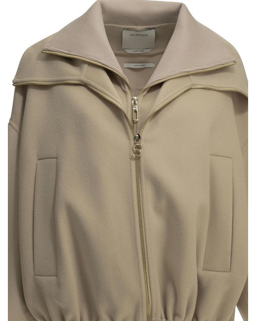 Max Mara Natural Virgin Wool Bomber Jacket
