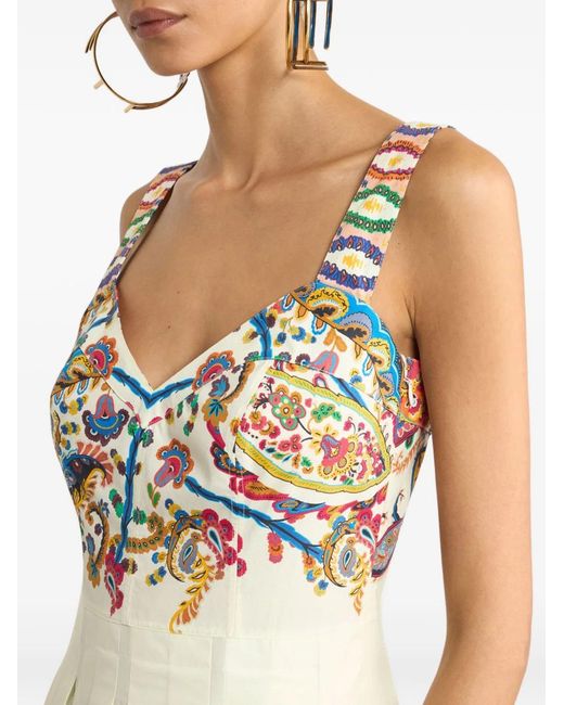 Etro White Natural Est Multi Midi Straps Dress