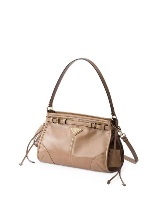 Prada Natural Leather Bonnie Shoulder Bag