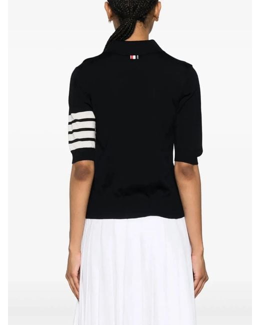 Thom Browne Black 4Bar Wool Polo Shirt