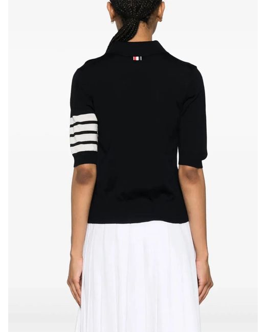Thom Browne Black Wool Polo Shirt