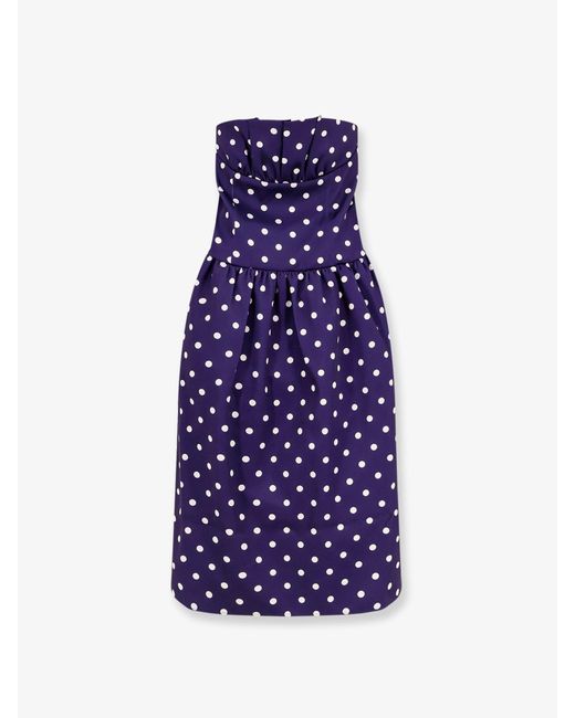 Self-Portrait Purple Self Portrait Satin Dotted Midi Dress