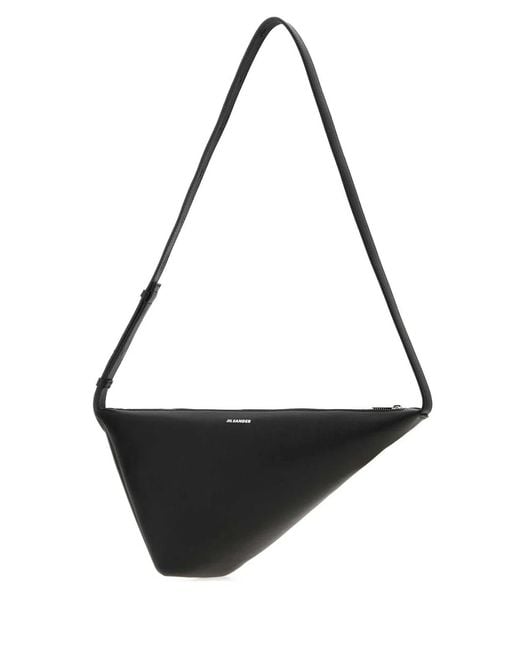 Jil Sander Black Leather Triangle Crossbody Bag for men