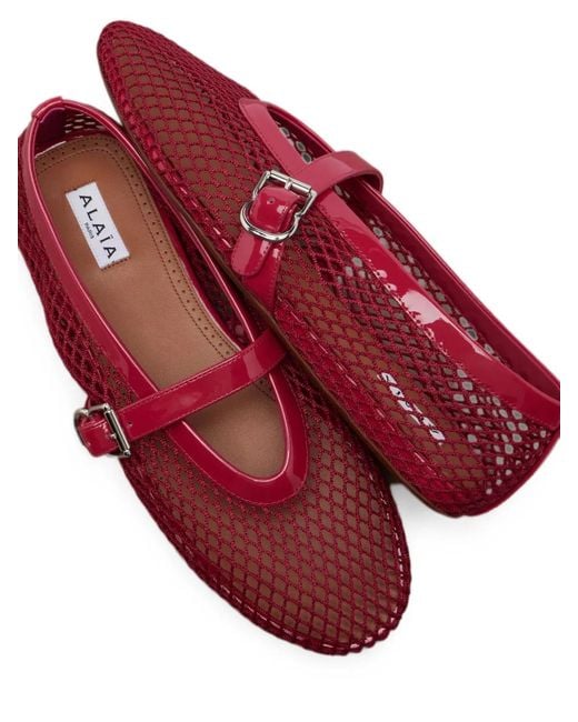 Alaïa Purple Alaia Fishnet Buckled Ballet Flats