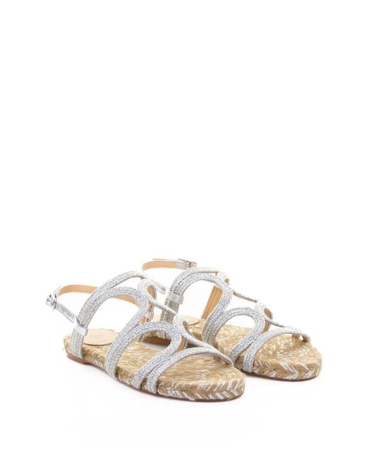 Castaner White Castañer Pitra Flat Sandal With Metallic Handcrafted Weave