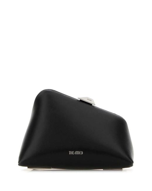The Attico Black Leather Midnight Clutch