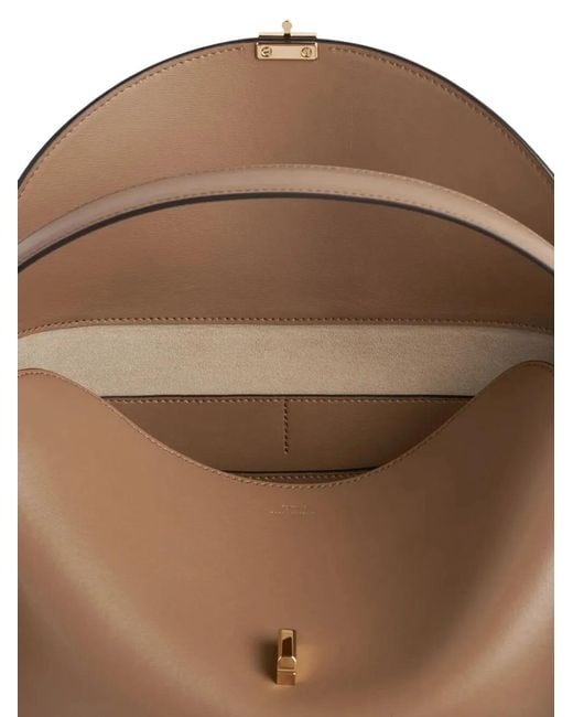 Totême Natural "T-Lock" Leather Top Handle Bag