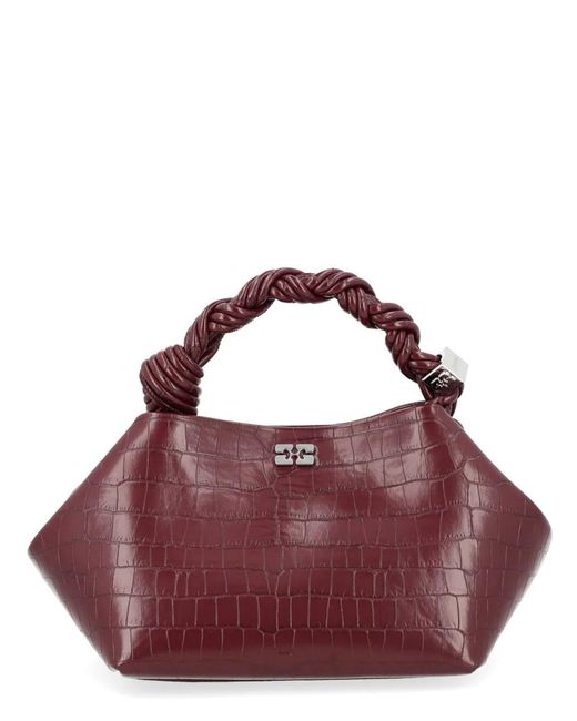 Ganni Purple Bordeaux Recycled Leather Handbag