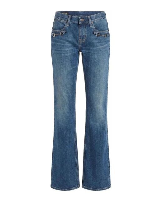 Gucci Blue Low Rise Flare Pants