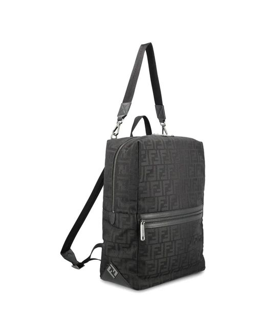 Fendi Black Lui Ff Nylon Backpack for men