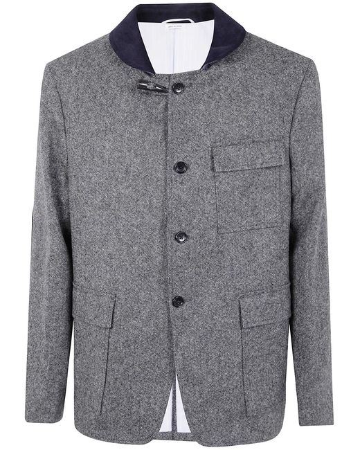 Thom Browne Gray Fisherman Shawl Solid Donegal Tweed for men