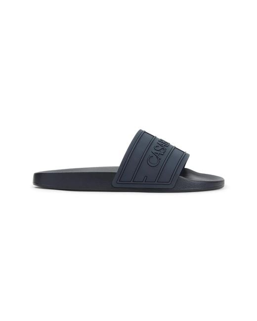 Casablanca Blue Logo-Embossed Sliders for men
