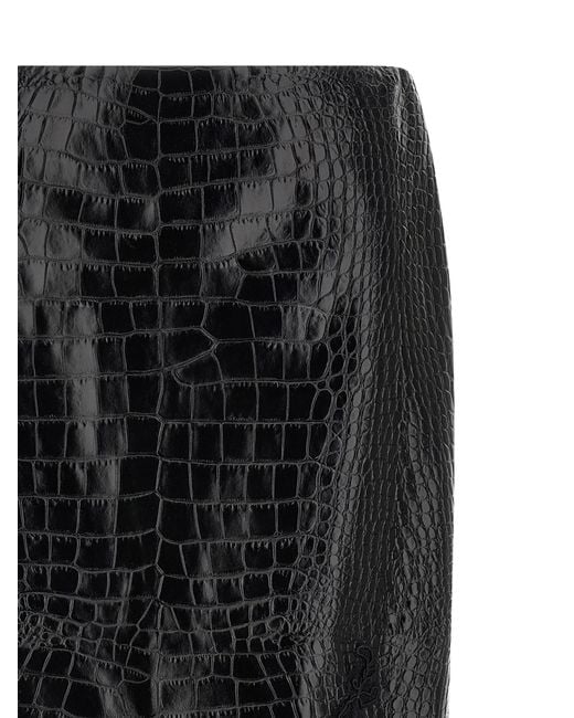 Ermanno Scervino Black Coconut Print Sheath Skirt With Lace