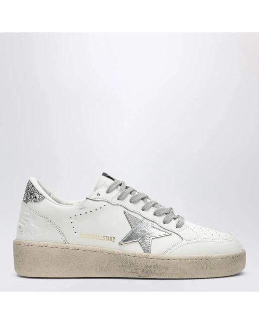 Golden Goose Deluxe Brand White Platinum Glitter Ball Star Sneakers