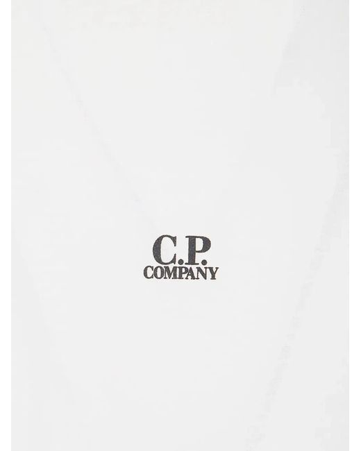 C P Company White C.P.Company T-Shirt With Logo Detail for men