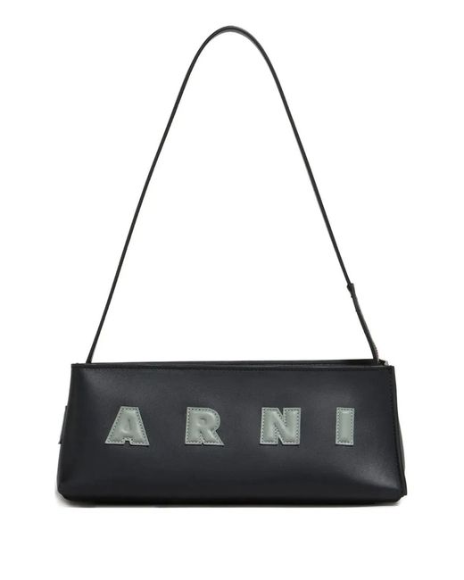 Marni Black Logo-Appliqué Shoulder Bag