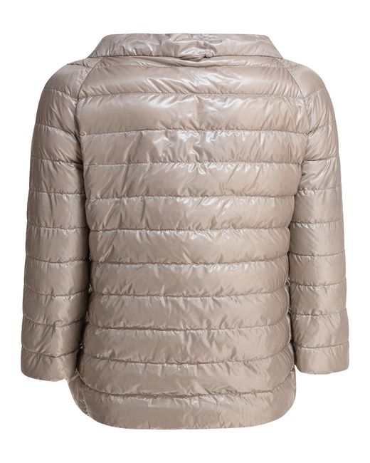 Herno Brown Reversible Short Down Jacket Made Of Ultra-Light Nylon