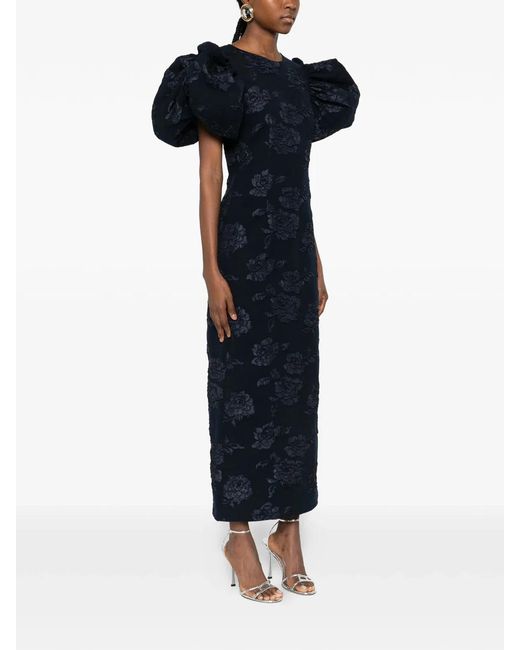ROTATE BIRGER CHRISTENSEN Blue Rotate Jacquard Midi Dress