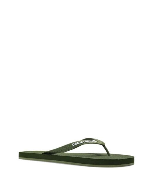 DSquared² Green Thong Flip-Flops With Logo for men