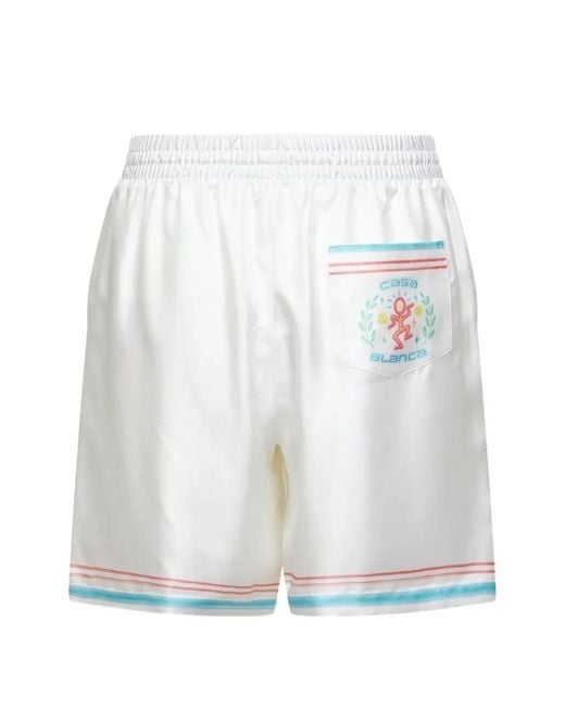 Casablanca White Elasticated Striped Shorts for men