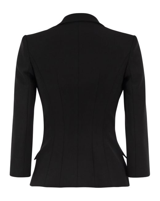 Elisabetta Franchi Black Double-Breasted Blazer With Logo Details
