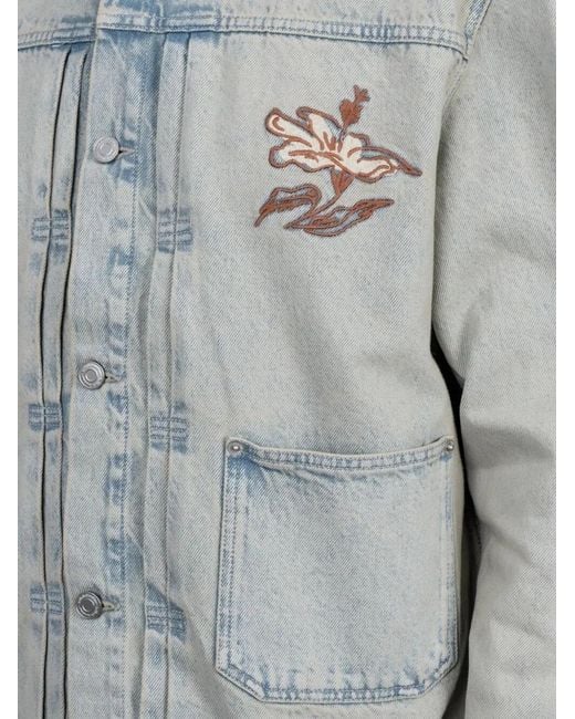 Drole de Monsieur Gray "Brodée Fleurs" Dusty Denim Jacket for men