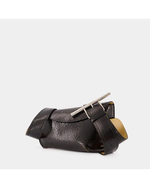 McQueen Black Leather Sling Crossbody Bag for men