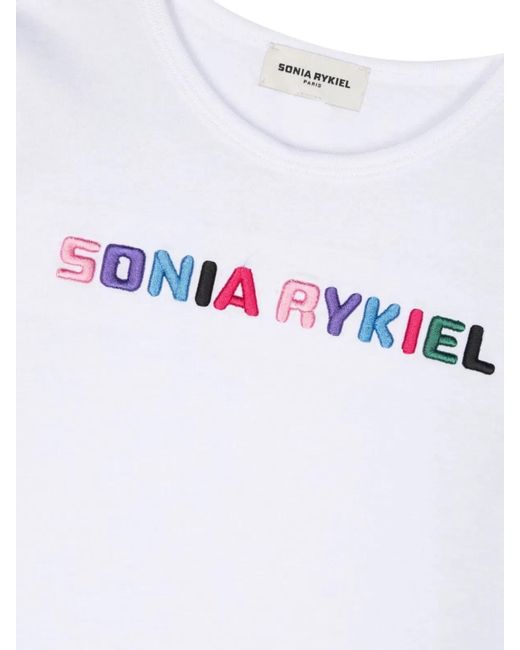 Sonia Rykiel White T-Shirt Logo Contrasting Profiles