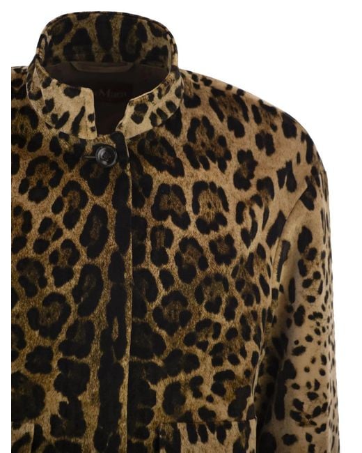 Max Mara Brown Maxmara Studio Mstedro – Cropped Animal-Print Cotton Jacket