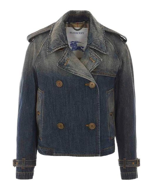 Burberry Blue Denim Haltye Denim Jacket