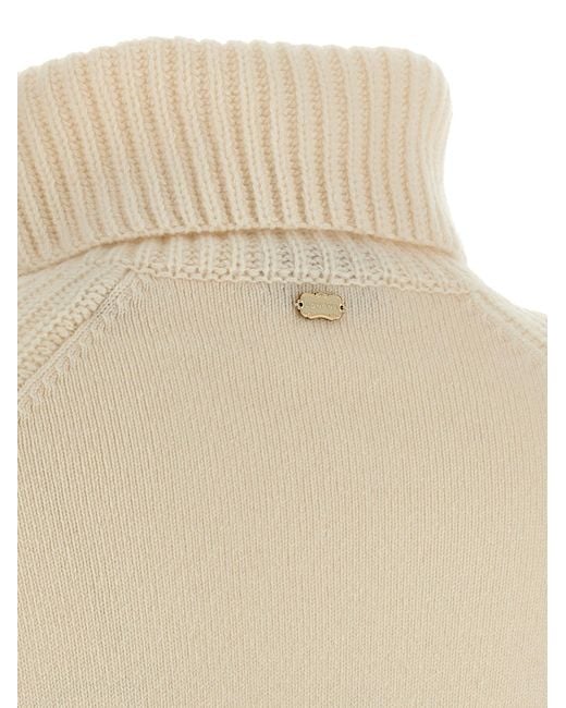 Agnona Natural High Neck Sweater With Zip
