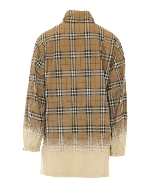 Burberry Natural Tropical Gabardine Parka With Gradient Check for men