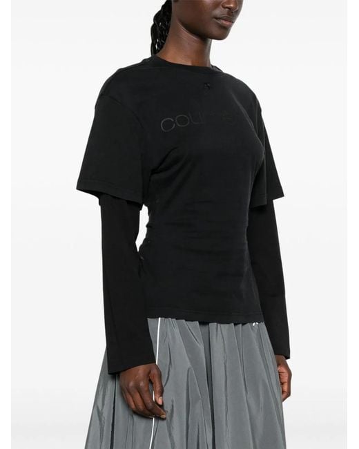 Courreges Black Courregès Layered Cotton T-Shirt