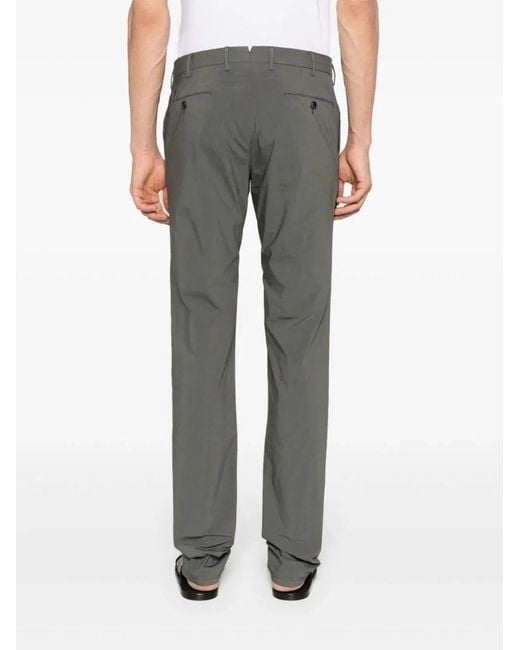 PT01 Gray Double Dye Stretch Light Popeline Slim Flat Front Pants for men