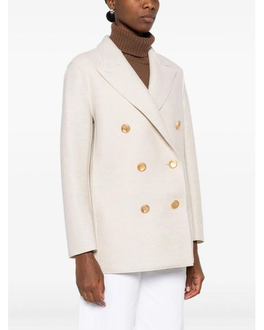 Harris Wharf London White Wool Double-Breasted Coat