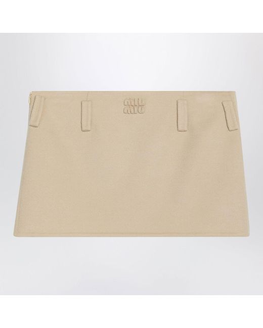 Miu Miu Natural Soycolored Mini Skirt
