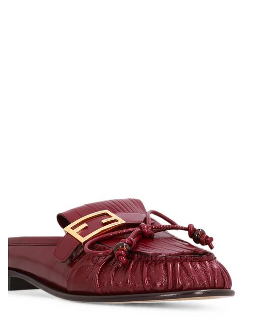 Fendi Red Baguette Leather Sabots