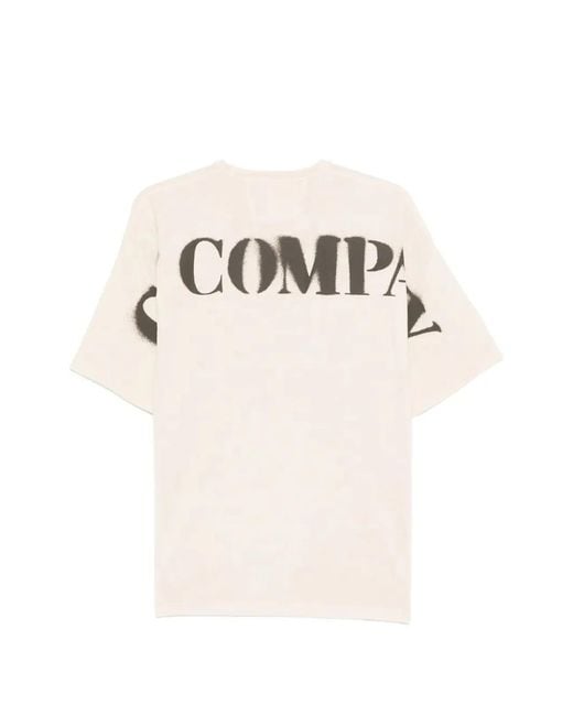 C P Company White C.P.Company Logo-Print T-Shirt for men