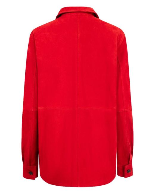 Totême Red Suede Leather Overshirt